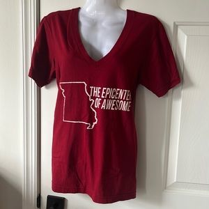 American Apparel • V-neck Graphic Tee Missouri Epicenter of Awesome • XS Unisex
